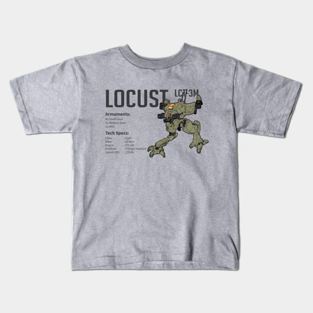 Mechwarrior Locust LCT-3M (light) Kids T-Shirt by Emu Emu Ji